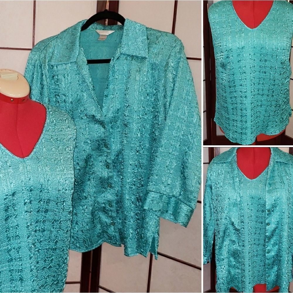 CJ Banks 2pc Green Tank & Jacket Set
